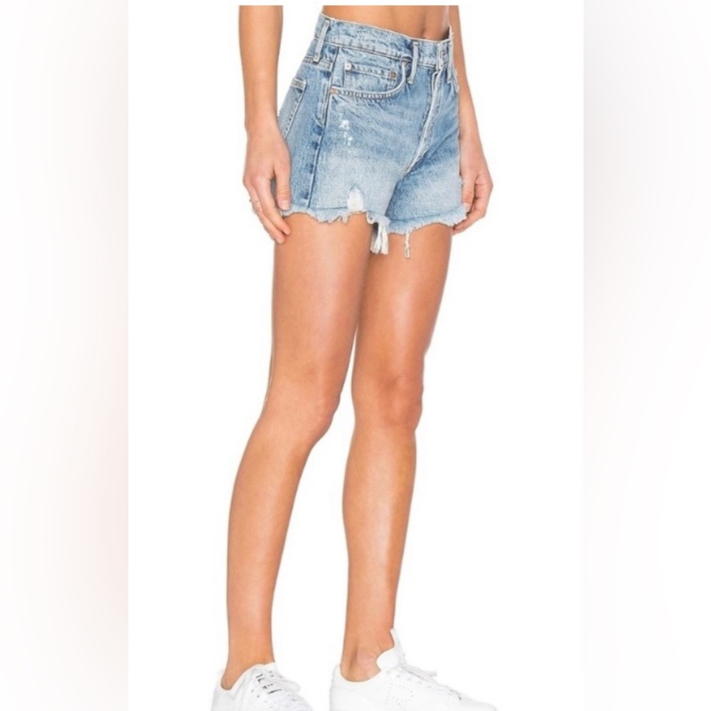 AGOLDE Parker Vintage High Rise Distressed Button Fly Jean Short